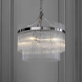 Abella 3 Light Silver & Glass Pendant Ceiling Light