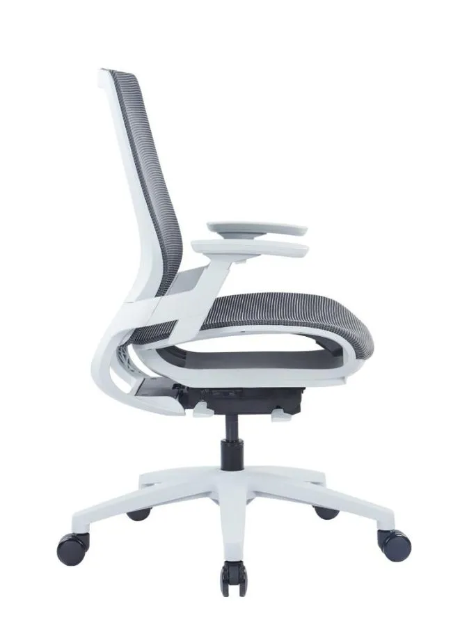 Adjustable Dark Grey Mesh Office Chair with Armrests and Locking Mechanism for Home and Office Use
