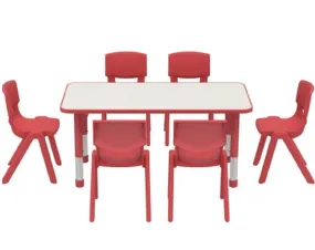 Adjustable Rectangular Polyethylene Table with Orchid White Top - All Heights and Colours