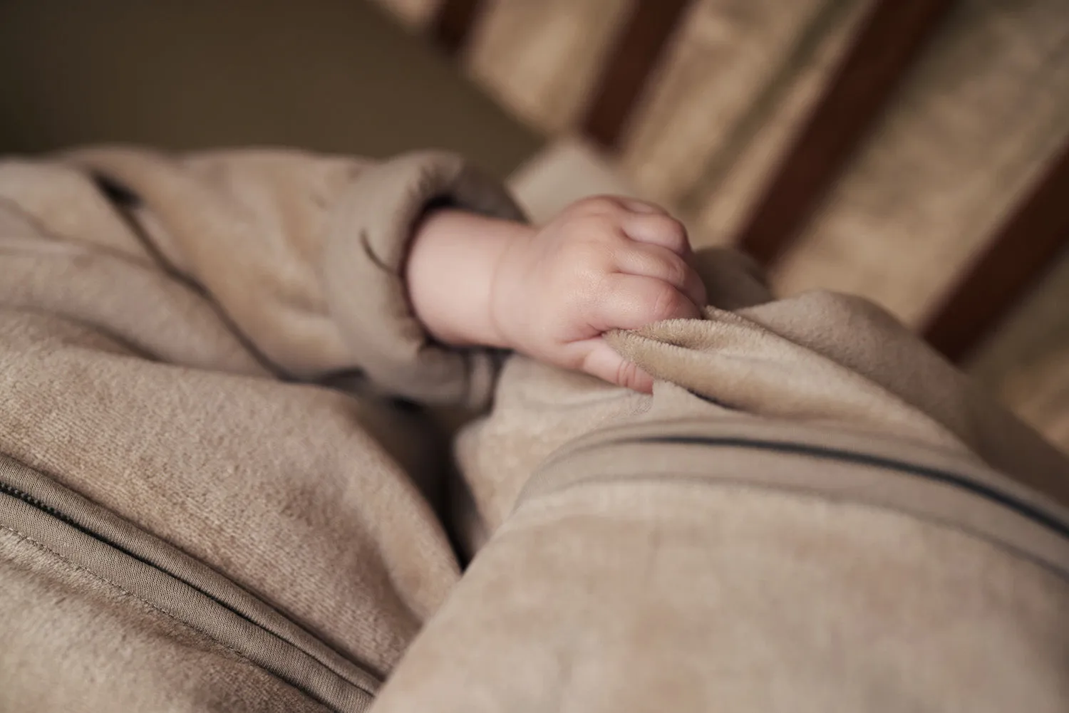 Baby Sleeping Bag with Removable Sleeves 110cm Velvet - Olive Green