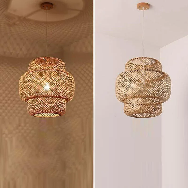 Bamboo Wicker Rattan Shade Pendant Light By Artisan Living-12287