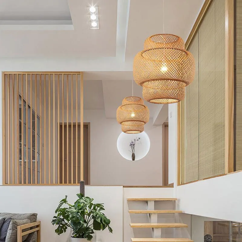 Bamboo Wicker Rattan Shade Pendant Light By Artisan Living-12287