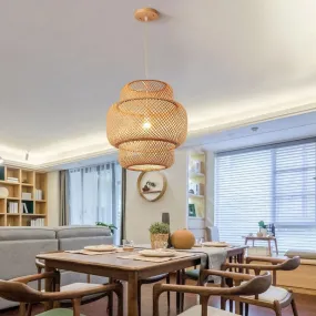 Bamboo Wicker Rattan Shade Pendant Light By Artisan Living-12287