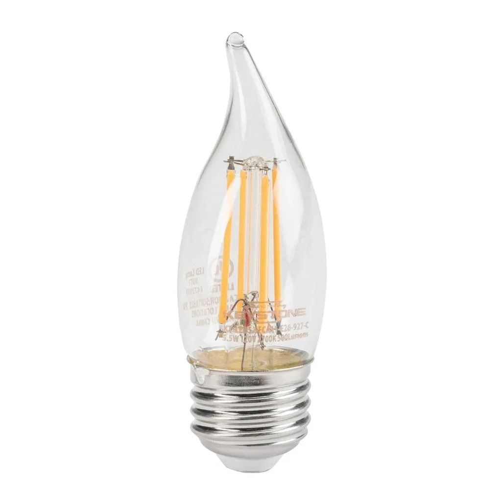 Bent Tip Chandelier Filament bulb, 40W Equivalent, CA11 shape, E26 Candalbra base, 2700K, 90 CRI, Clear