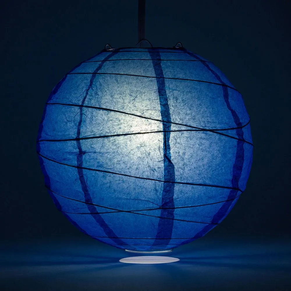 BLOWOUT 5-PACK 14" Dark Blue Round Paper Lantern, Crisscross Ribbing, Chinese Hanging Wedding & Party Decoration