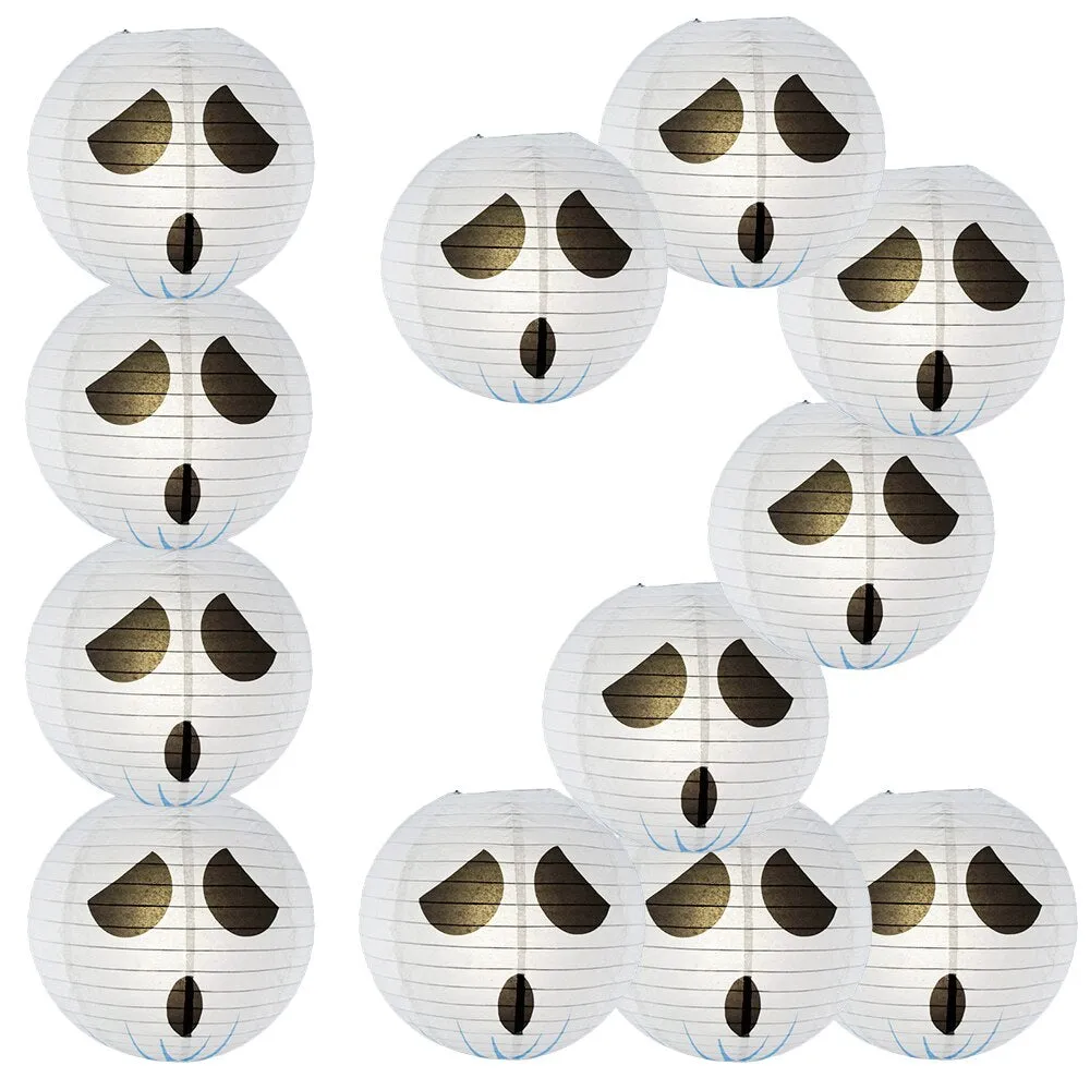 BLOWOUT BULK PACK (12) 14" Spooky Shyguy Two-face Ghost Halloween Paper Lantern, Design by Esper