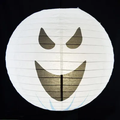 BLOWOUT BULK PACK (12) 14" Spooky Shyguy Two-face Ghost Halloween Paper Lantern, Design by Esper