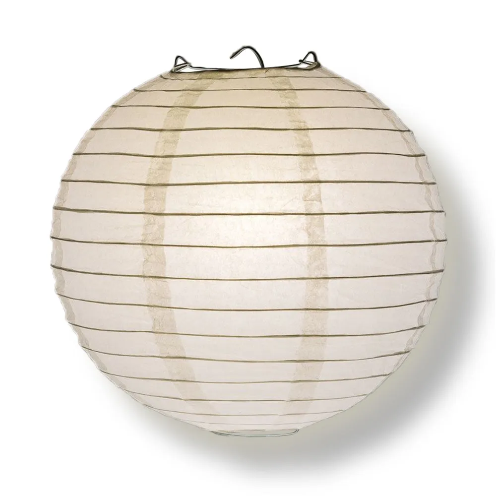 BULK PACK (10) 12" White Round Paper Lanterns, Even Ribbing, Hanging Decoration
