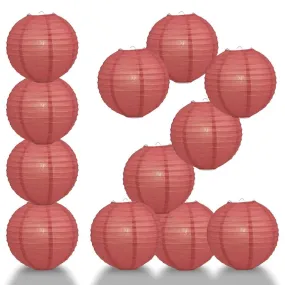 BULK PACK (12) 16" Marsala / Burgundy Wine Round Paper Lantern, Even Ribbing, Chinese Hanging Wedding & Party Decoration