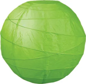 BULK PACK (12) 24" Grass Greenery Round Paper Lantern, Crisscross Ribbing, Chinese Hanging Wedding & Party Decoration
