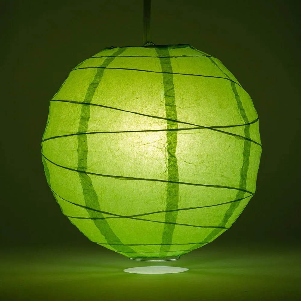 BULK PACK (12) 24" Grass Greenery Round Paper Lantern, Crisscross Ribbing, Chinese Hanging Wedding & Party Decoration