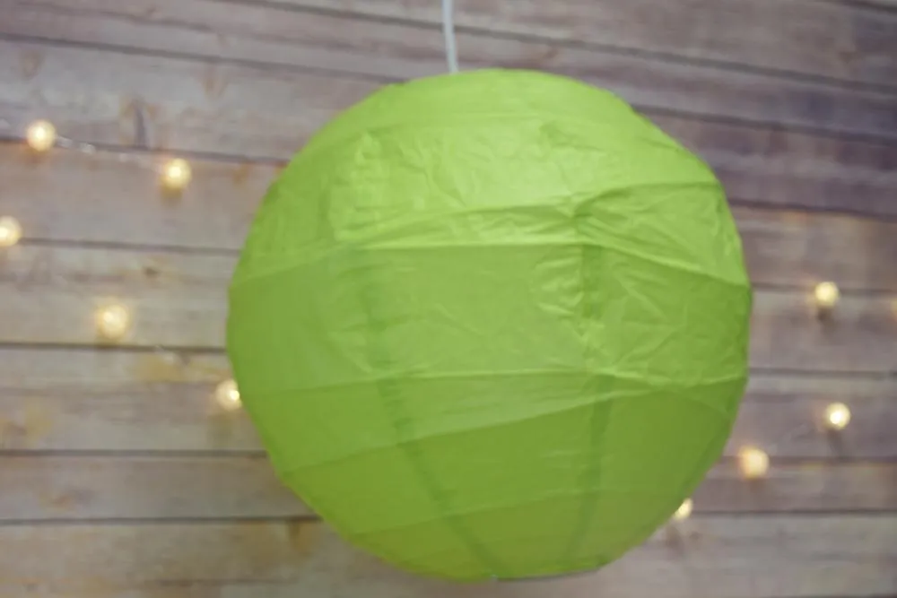 BULK PACK (12) 24" Grass Greenery Round Paper Lantern, Crisscross Ribbing, Chinese Hanging Wedding & Party Decoration