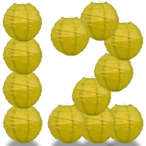 BULK PACK (12) 36" Chartreuse Yellow Green Round Paper Lantern, Crisscross Ribbing, Hanging