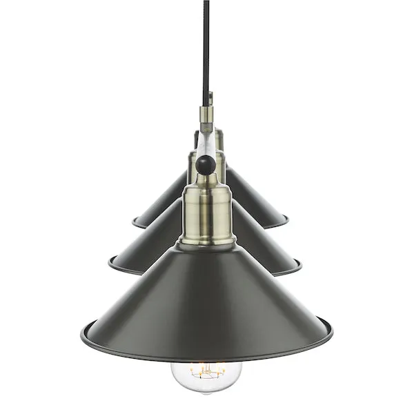 Dar Jalen 3 Bar Pendant Graphite & Antique Brass