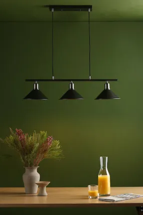 Dar Jalen 3 Bar Pendant Graphite & Antique Brass