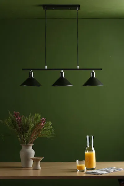 Dar Jalen 3 Bar Pendant Graphite & Antique Brass