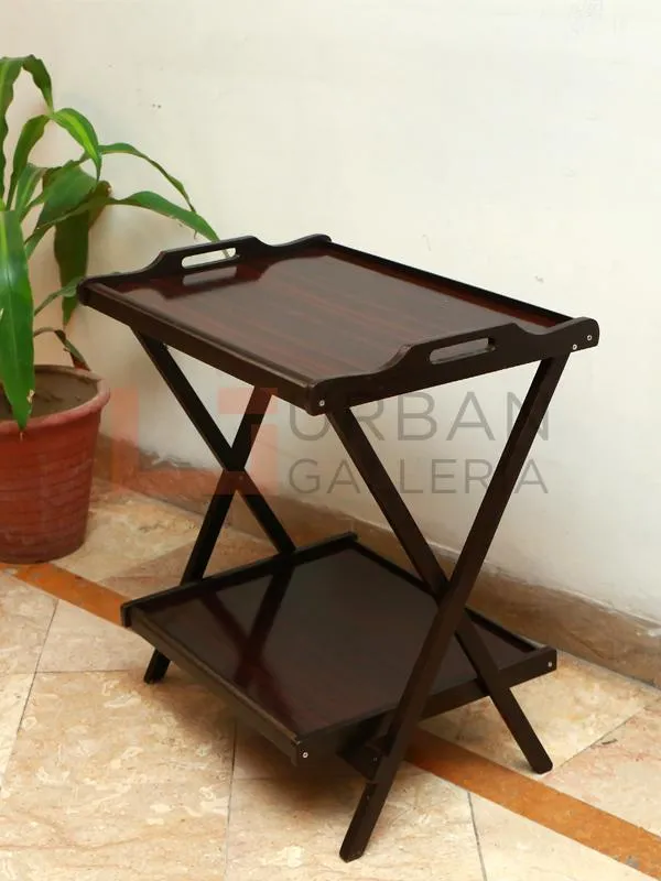 Double Dark Brown Folding Table