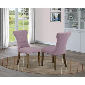 East West Furniture GAP7T40 Gallatin Parson Kitchen Chairs - Button Tufted Nailhead Trim Dahlia Linen Fabric Padded Dining Chairs, Set of 2, Jacobean