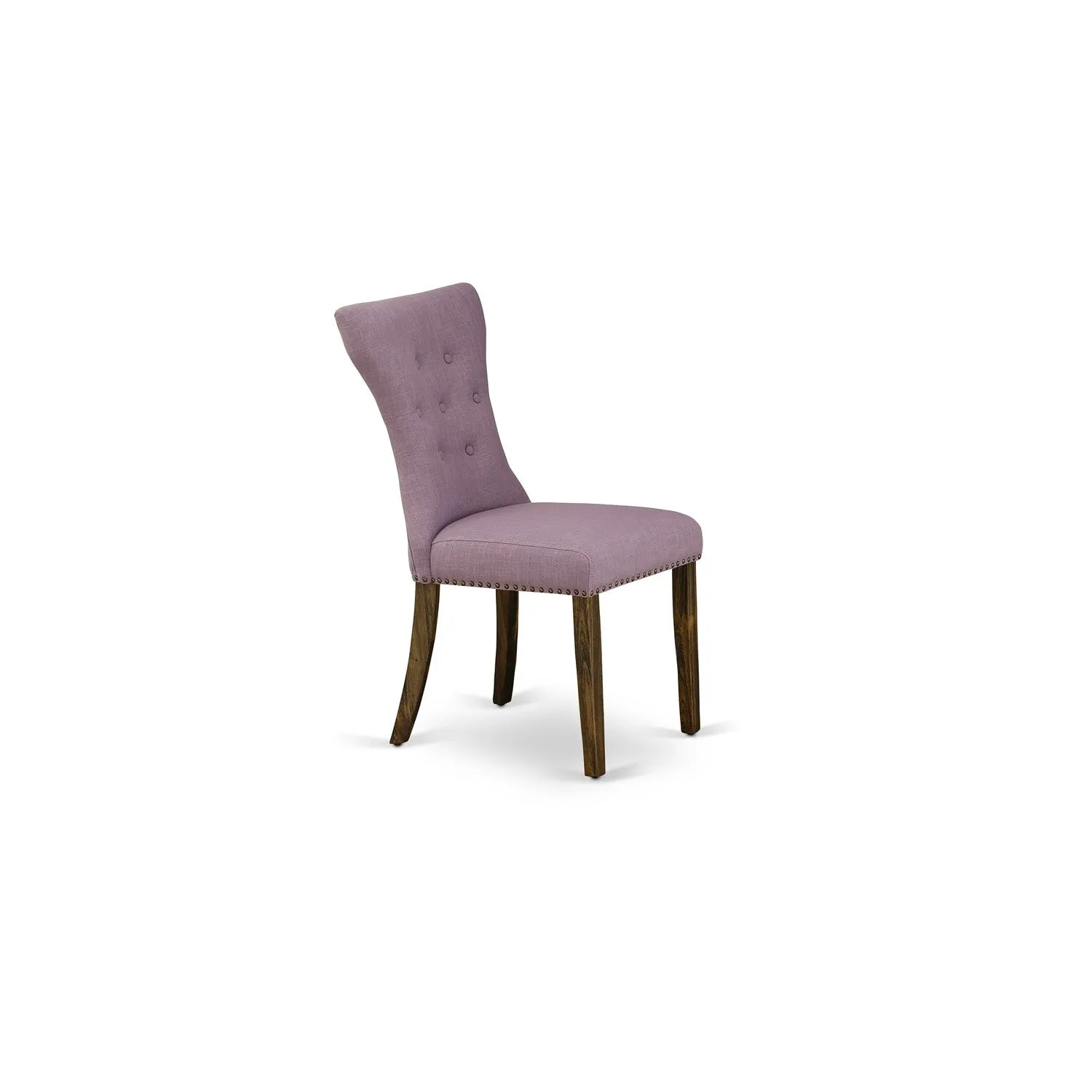 East West Furniture GAP7T40 Gallatin Parson Kitchen Chairs - Button Tufted Nailhead Trim Dahlia Linen Fabric Padded Dining Chairs, Set of 2, Jacobean
