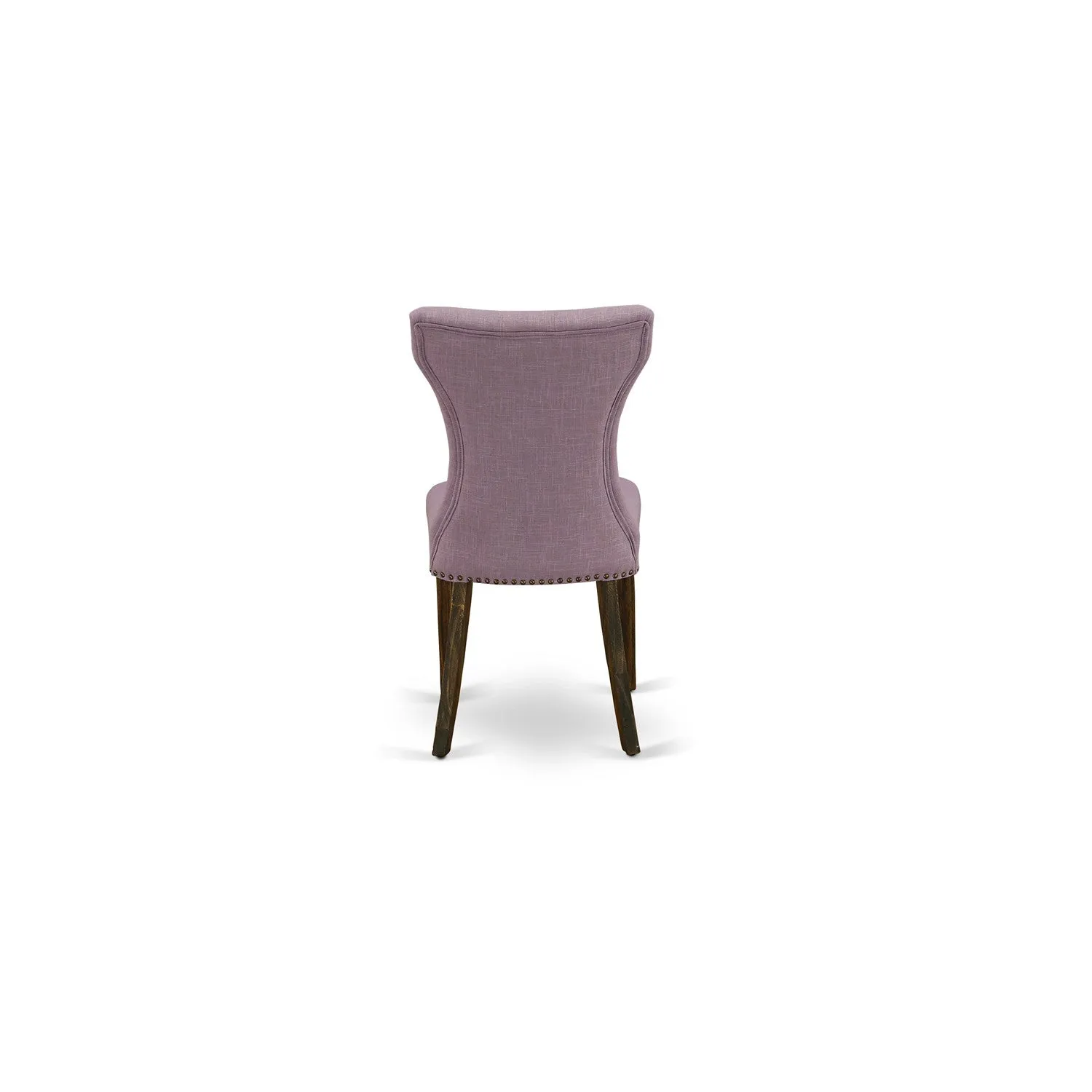 East West Furniture GAP7T40 Gallatin Parson Kitchen Chairs - Button Tufted Nailhead Trim Dahlia Linen Fabric Padded Dining Chairs, Set of 2, Jacobean