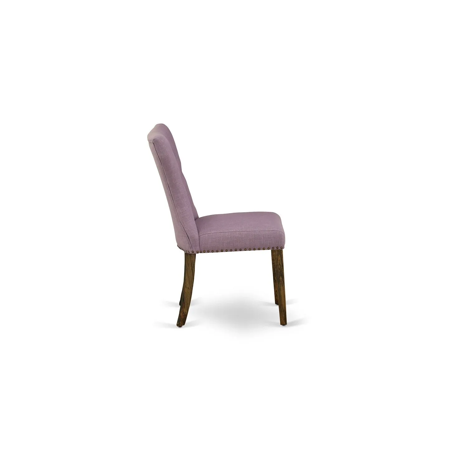 East West Furniture GAP7T40 Gallatin Parson Kitchen Chairs - Button Tufted Nailhead Trim Dahlia Linen Fabric Padded Dining Chairs, Set of 2, Jacobean