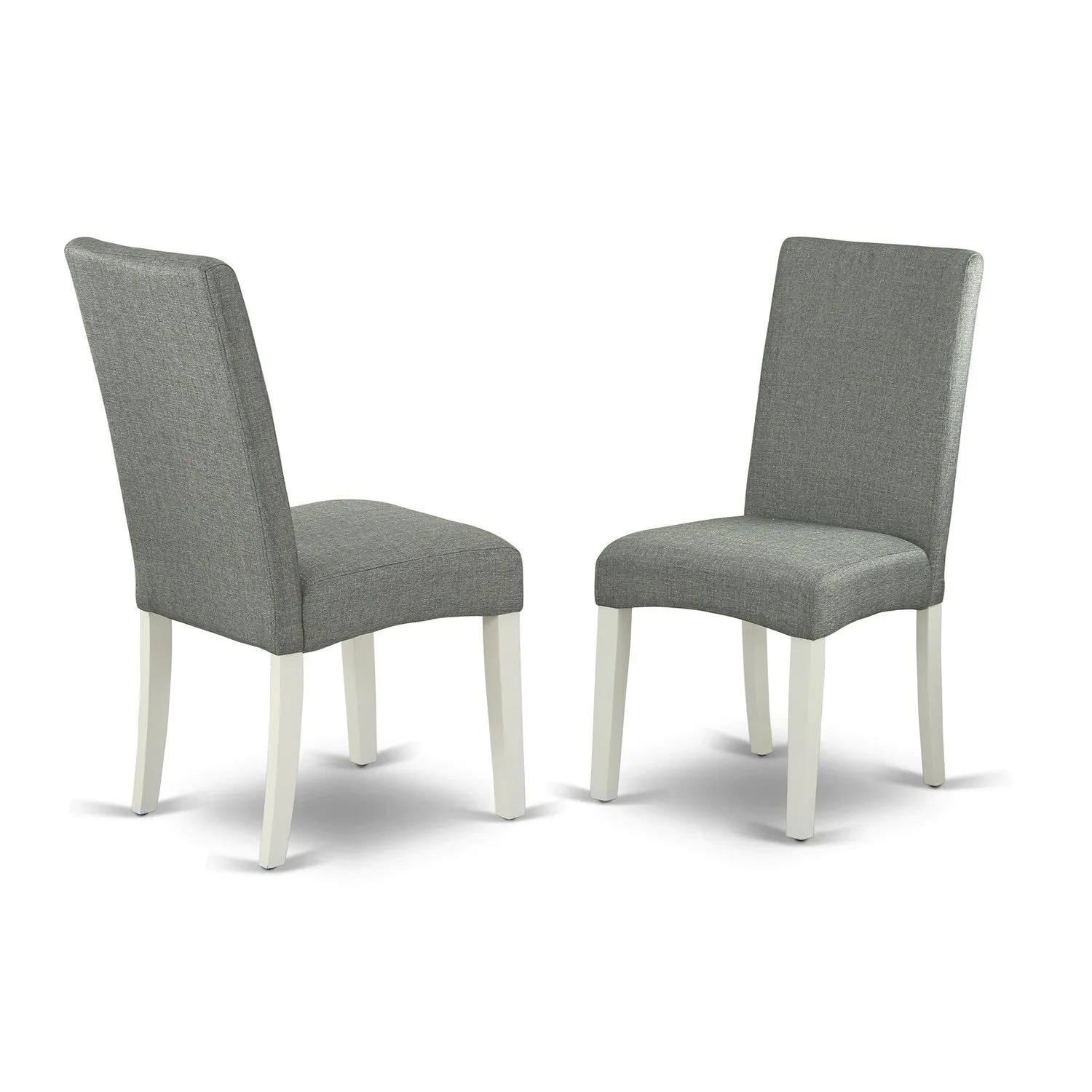 East West Furniture HLDR5-LWH-07 5 Piece Dinette Set for 4 Includes a Round Dining Room Table with Pedestal and 4 Gray Linen Fabric Parsons Dining Chairs, 42x42 Inch, Linen White