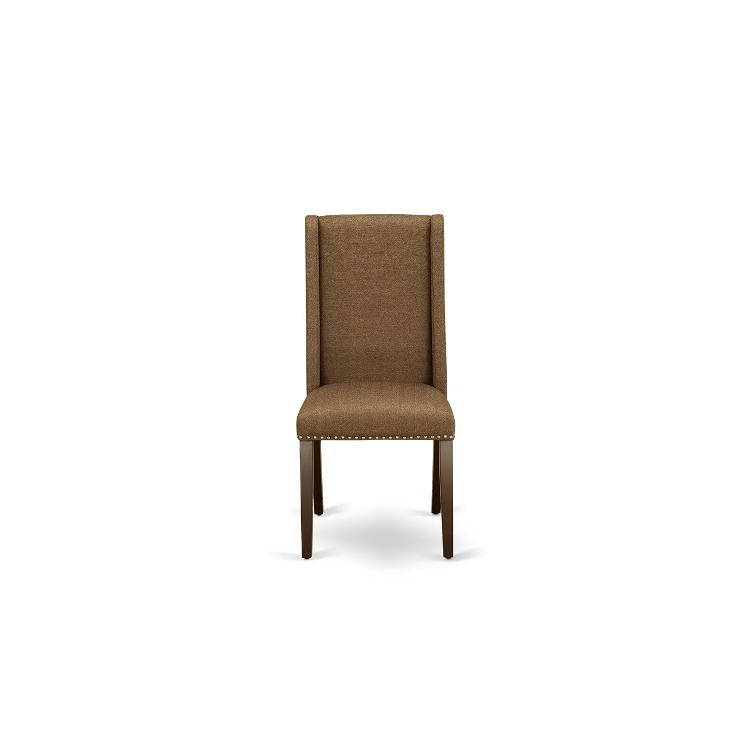East West Furniture NFFL3-MAH-18 3 Piece Modern Dining Table Set Contains a Rectangle Wooden Table with Butterfly Leaf and 2 Brown Linen Linen Fabric Parson Chairs, 32x54 Inch, Mahogany