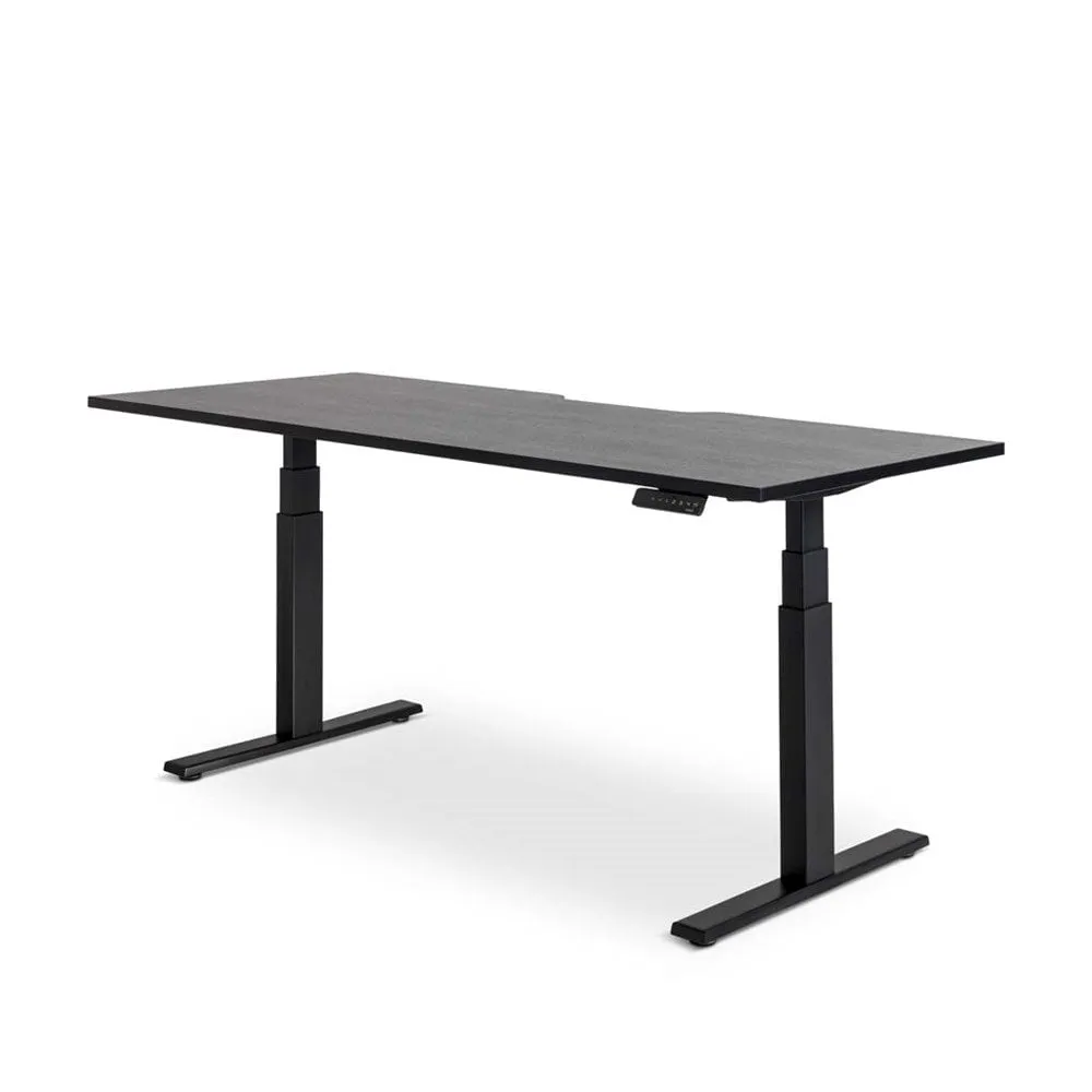 Enhance 1200mm x 600mm Electric Standing Desk – Black / Woodgrain Black, Height Adjustable
