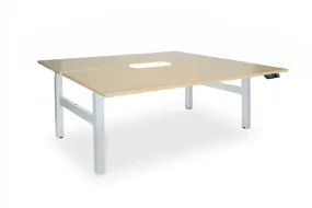 Enhance 1500mm x 800mm Electric Shared Standing Desk – White / Autumn Oak, Height Adjustable
