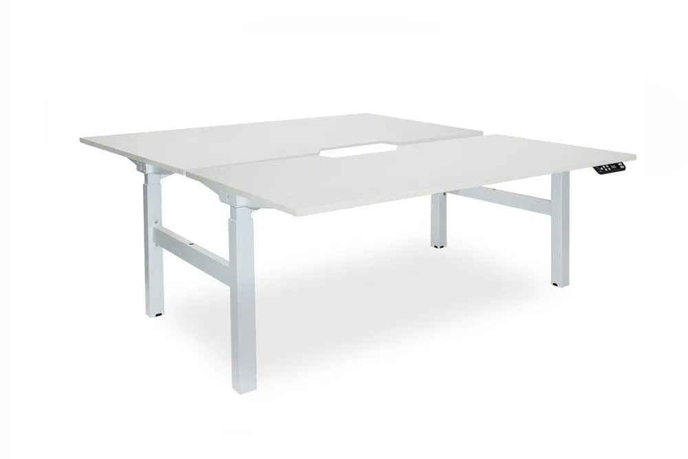 Enhance 1600mm x 800mm Electric Shared Standing Desk – White / White, Height Adjustable