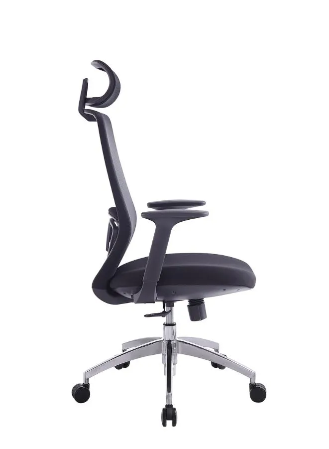 Executive High Back Mesh Office Chair With Headrest, Height Adjustable Black Frame Chair