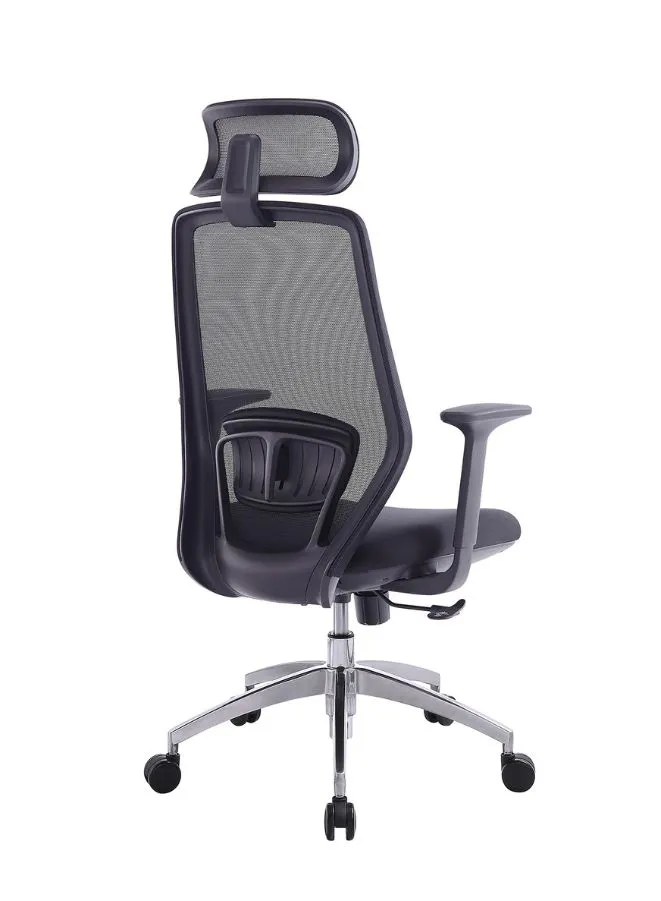 Executive High Back Mesh Office Chair With Headrest, Height Adjustable Black Frame Chair