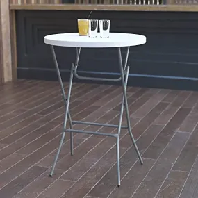 Flash Furniture Round Plastic Bar Height Folding Event Tables, Set of 8, Granite White