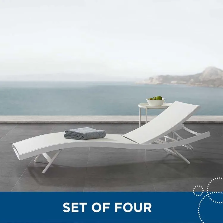 Glimpse Outdoor Patio Mesh Chaise Lounges Set of 4