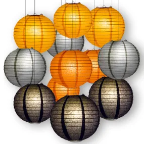 Halloween Celebration Party Pack Parallel Ribbed Paper Lantern Combo Set (12 pc Set)
