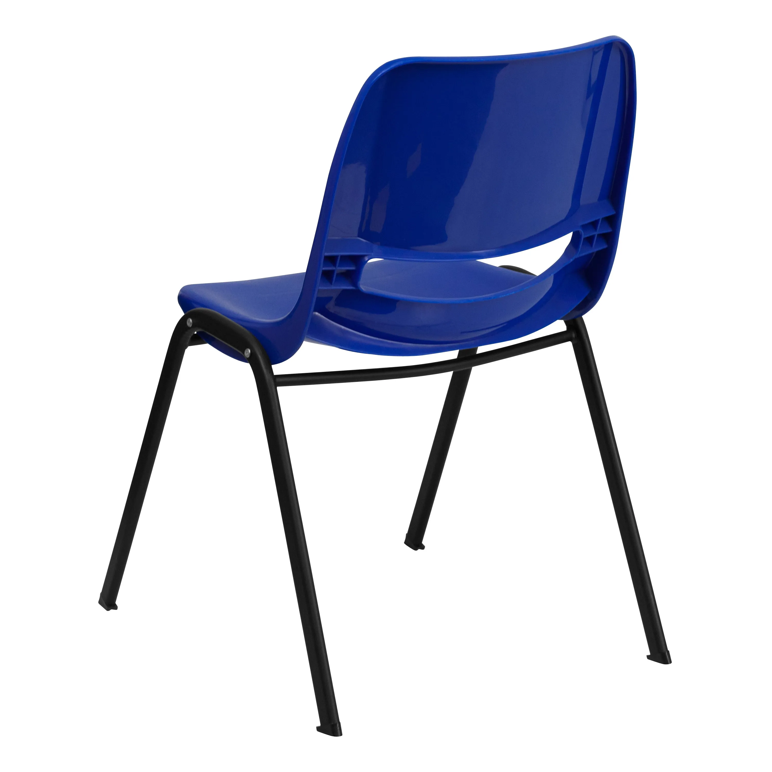 HERCULES Series 661 lb. Capacity Navy Ergonomic Shell Stack Chair with Black Frame and 16'' Seat Height