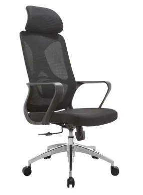 High Back Executive Office Chair With Headrest, Height Adjustable and Chrome Base for Office and Home
