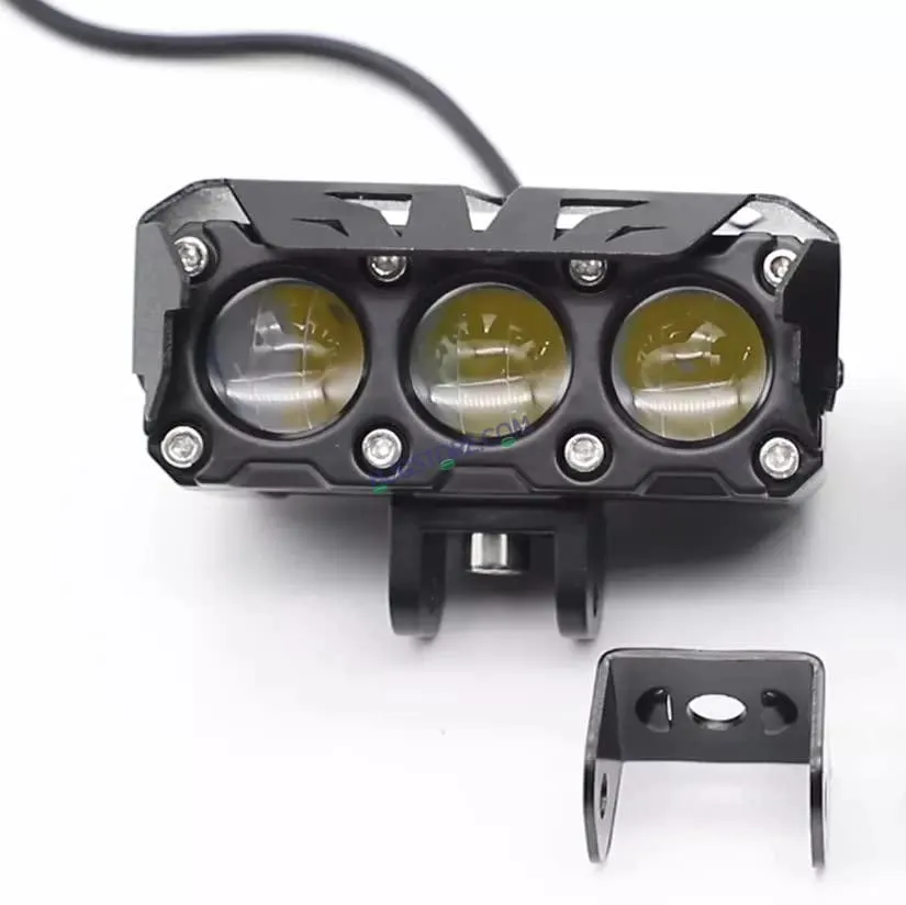 HJG Future Eyes 3 LED 120W Fog Light (3 Round LED HJG Fog Light, 60W per pc * 2 = 120W Total) White Yellow