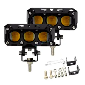 HJG Future Eyes 3 LED 120W Fog Light (3 Round LED HJG Fog Light, 60W per pc * 2 = 120W Total) White Yellow