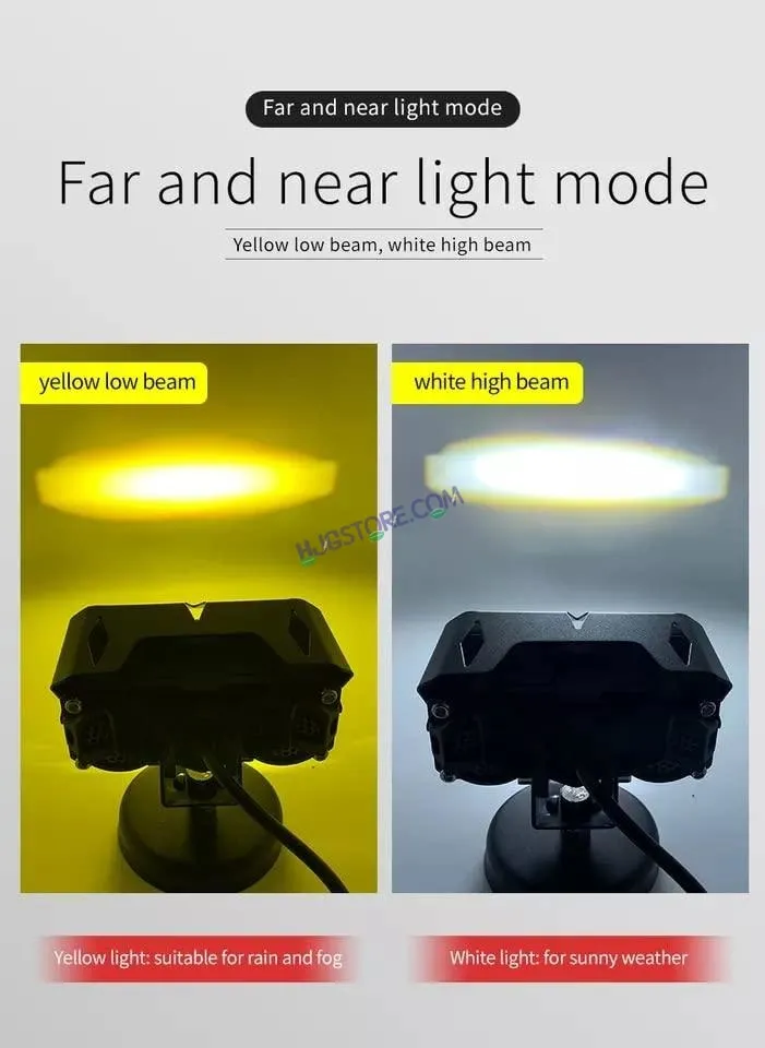 HJG Future Eyes 3 LED 120W Fog Light (3 Round LED HJG Fog Light, 60W per pc * 2 = 120W Total) White Yellow
