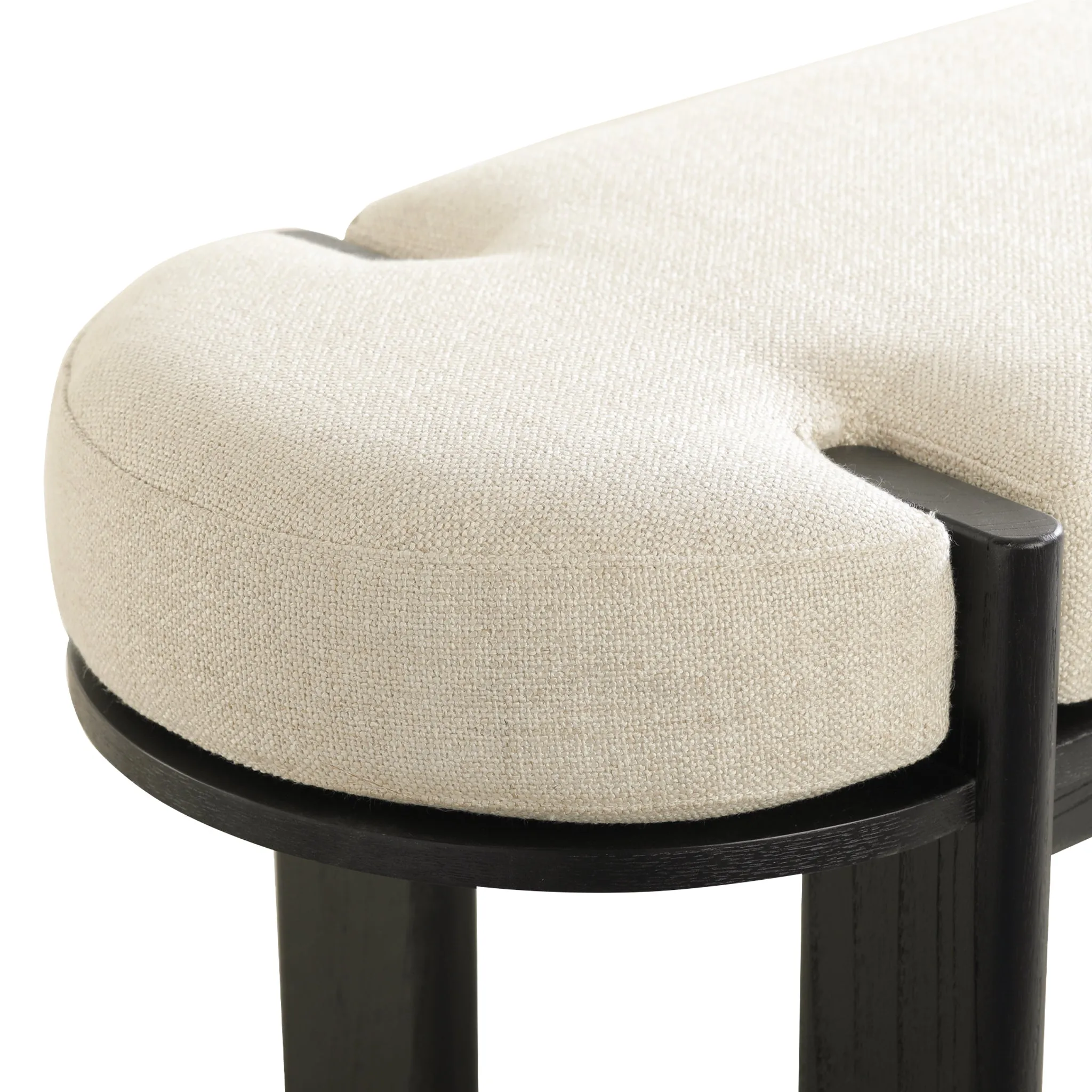 Jahoda 1.6m Black Elm Bench - Natural Linen