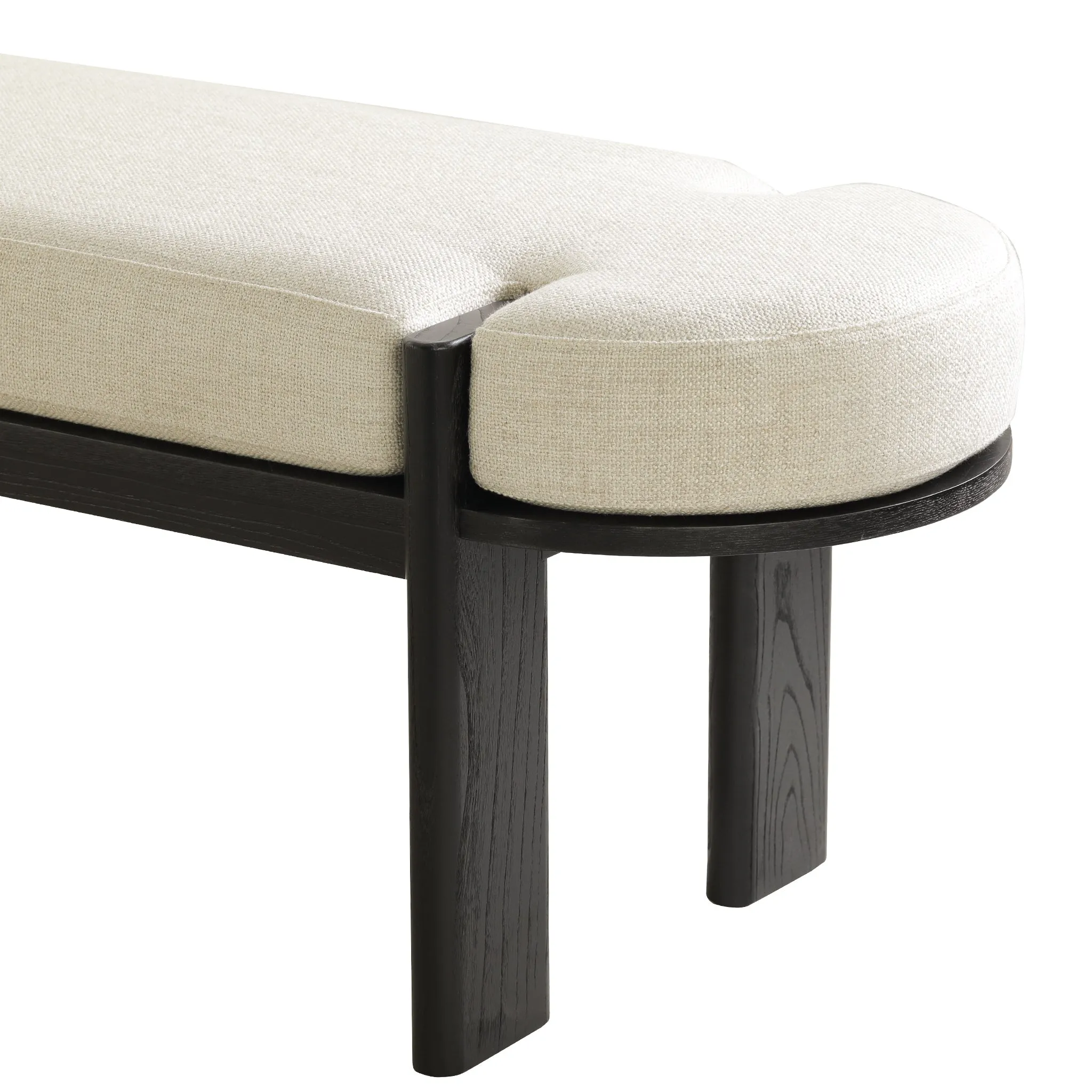 Jahoda 1.6m Black Elm Bench - Natural Linen