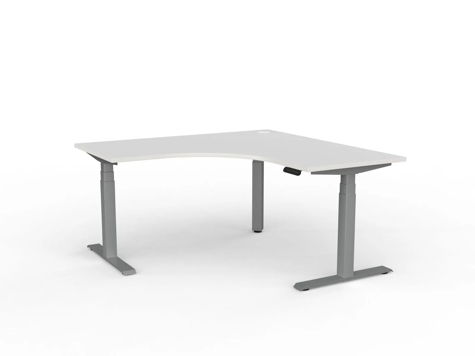 Knight's Velocity Electric Standing Desk, 3-Column 90° Workstation, Silver Frame, 1500mm x 1500mm x 700mm
