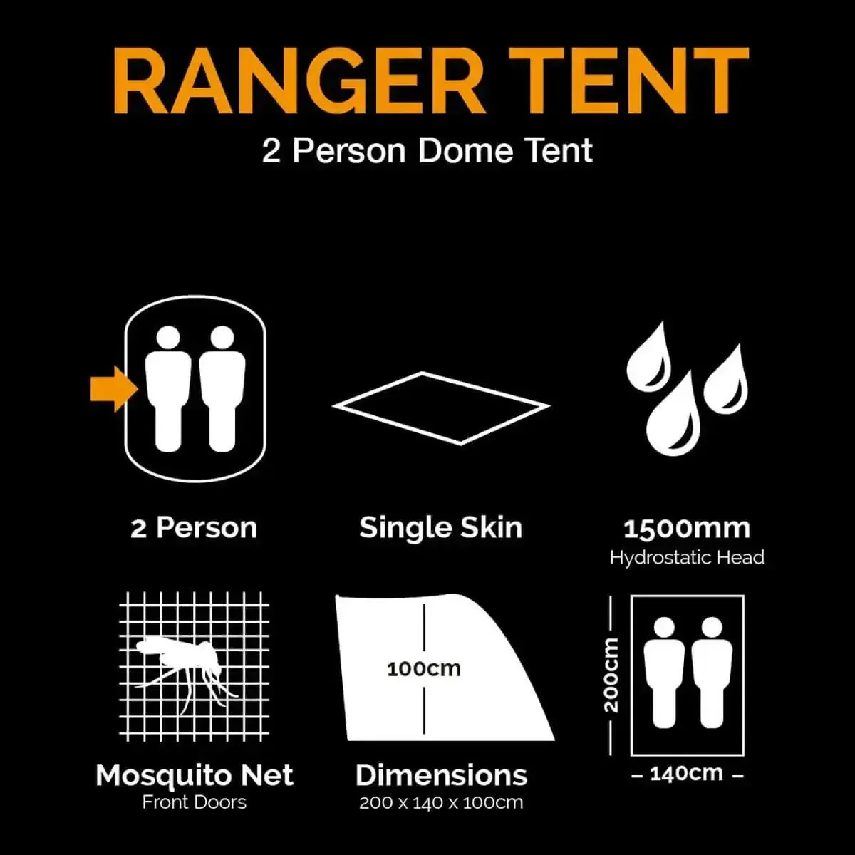 Kombat 2 Person Domed Single Skin Ranger Tent