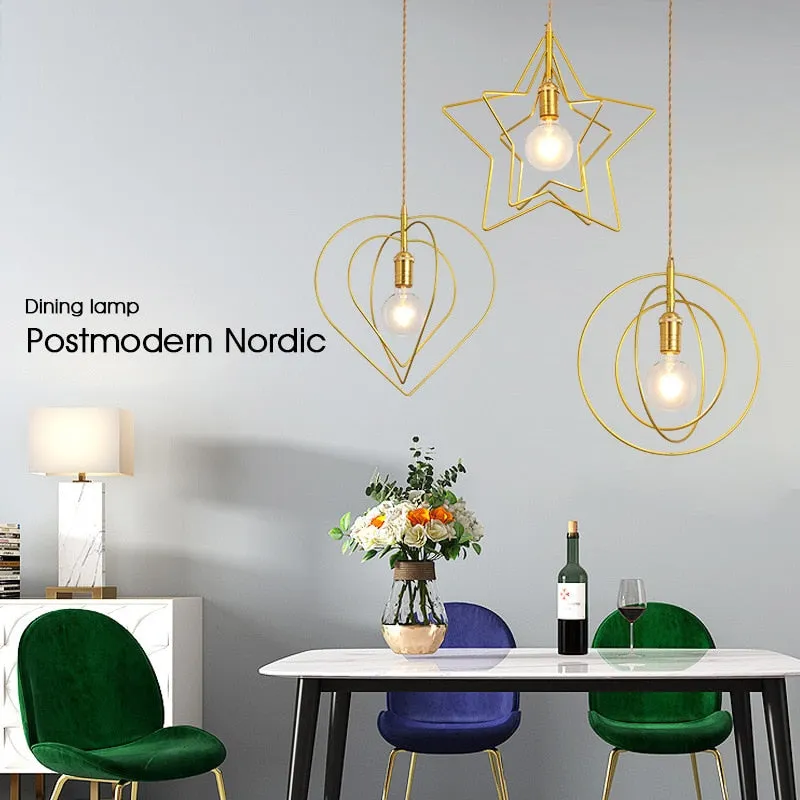 LED Pendant Lights: Golden E27 Hanging Lamp for Living Room Decoration and Kitchen Lighting