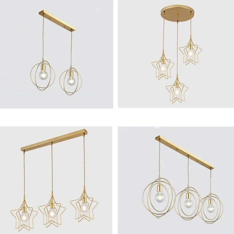 LED Pendant Lights: Golden E27 Hanging Lamp for Living Room Decoration and Kitchen Lighting
