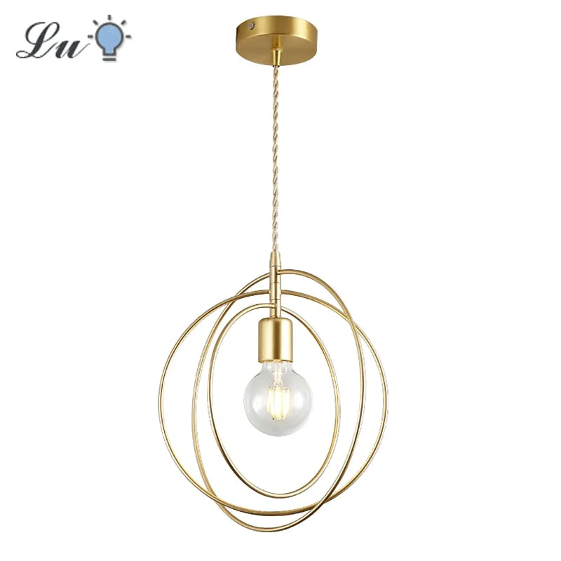 LED Pendant Lights: Golden E27 Hanging Lamp for Living Room Decoration and Kitchen Lighting