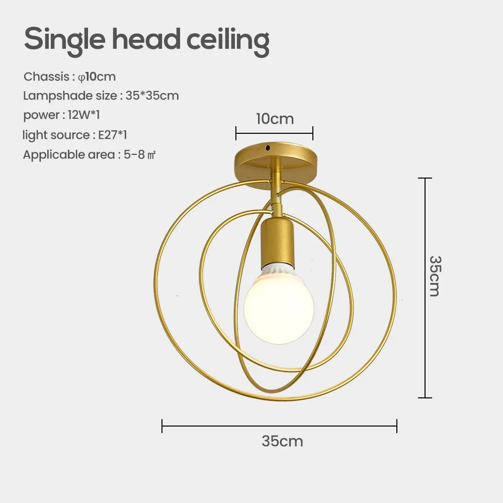 LED Pendant Lights: Golden E27 Hanging Lamp for Living Room Decoration and Kitchen Lighting