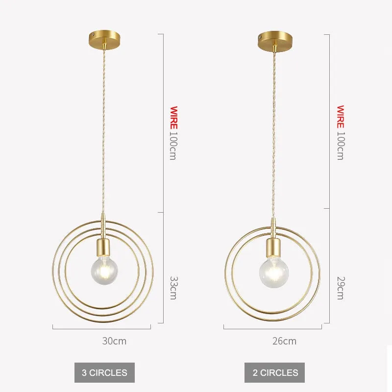 LED Pendant Lights: Golden E27 Hanging Lamp for Living Room Decoration and Kitchen Lighting