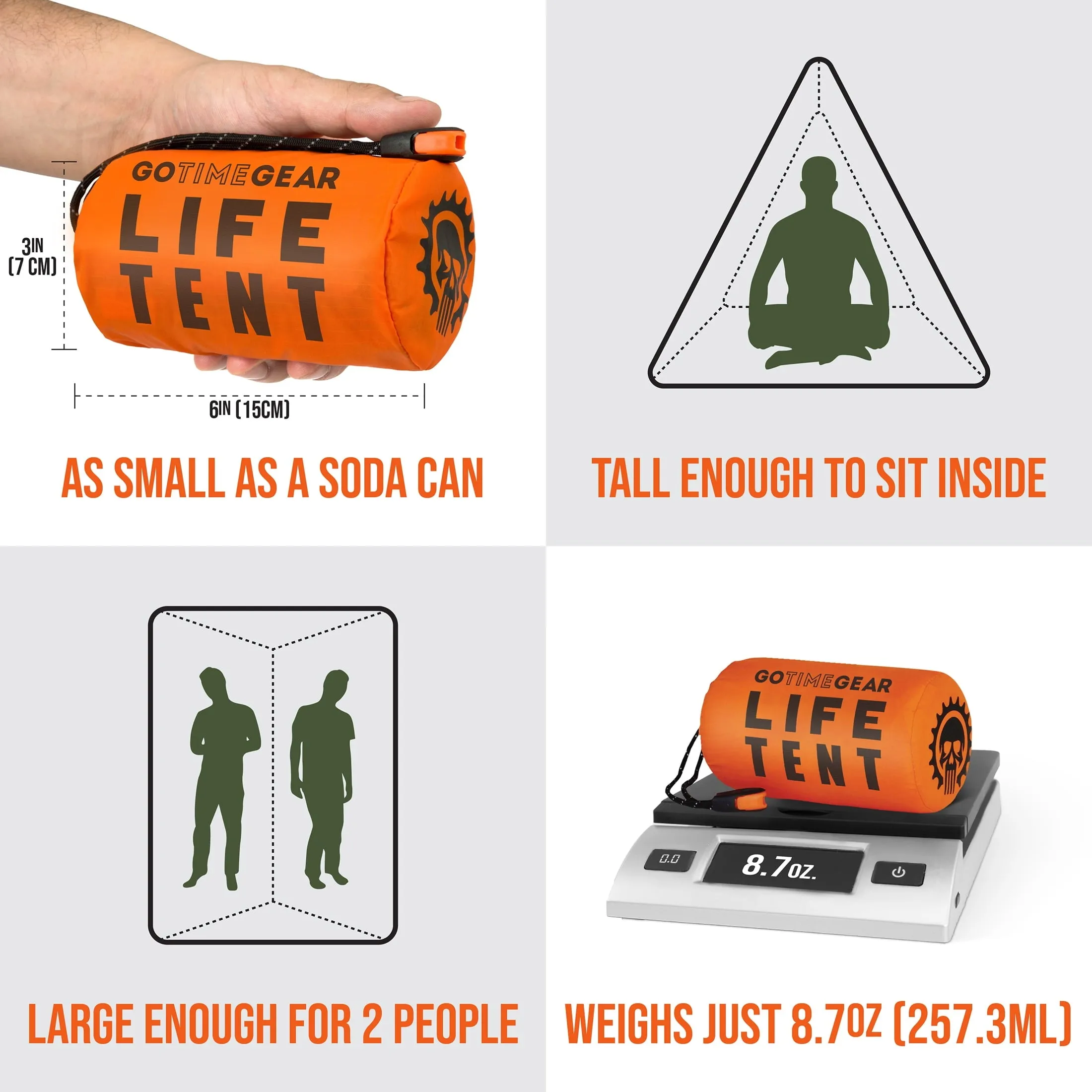 Life Tent Emergency Survival Shelter - 2 Person Waterproof, Windproof, Thermal